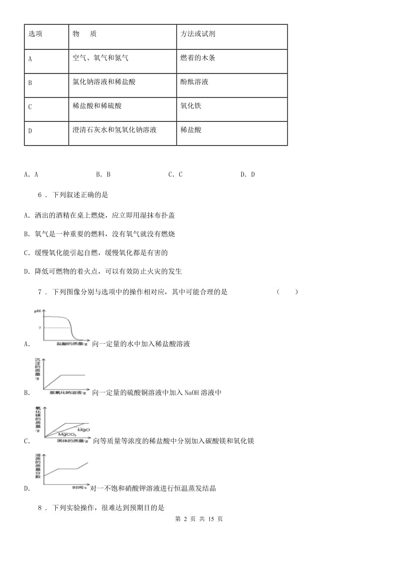 人教版九年级下学期中考调研化学试题_第2页