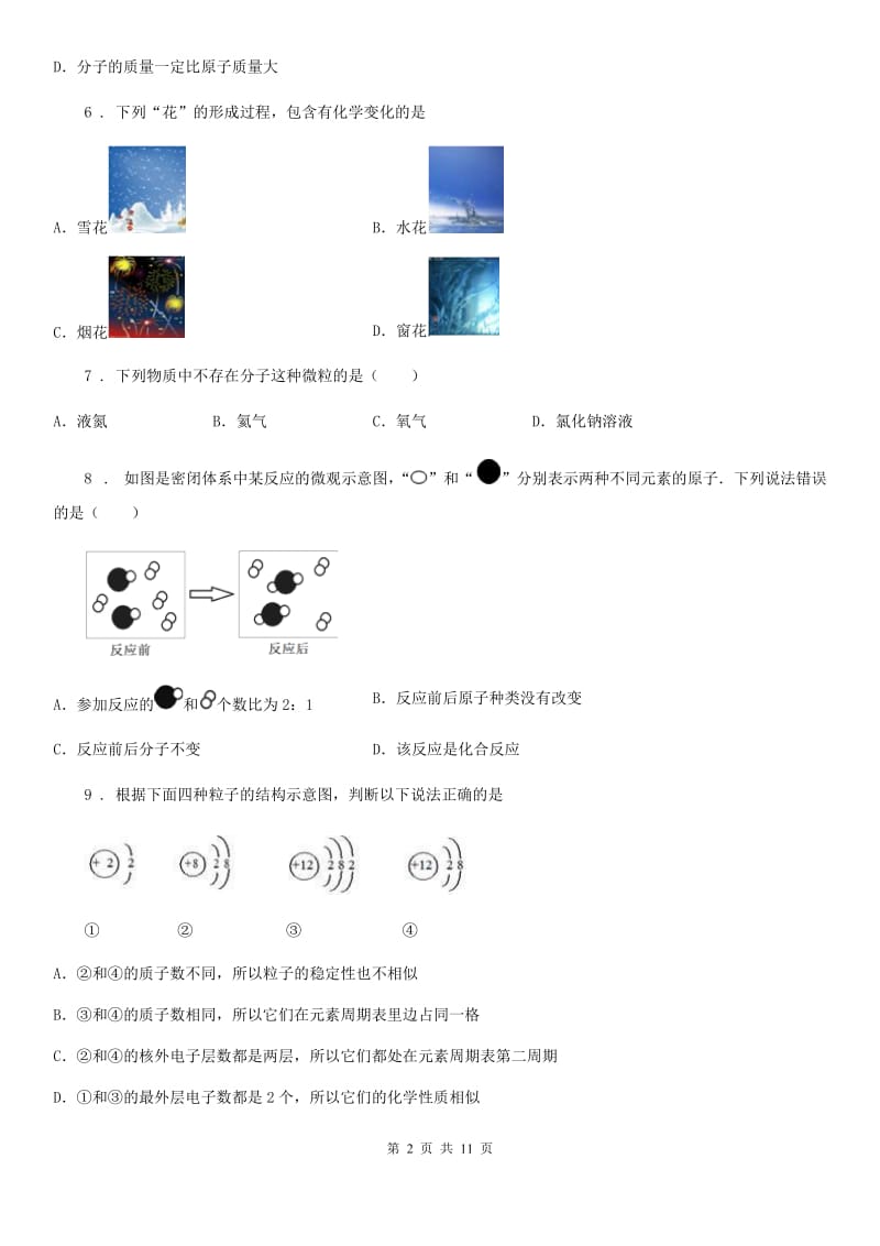 鲁教版九年级化学上册第一次月考评估检测试题_第2页