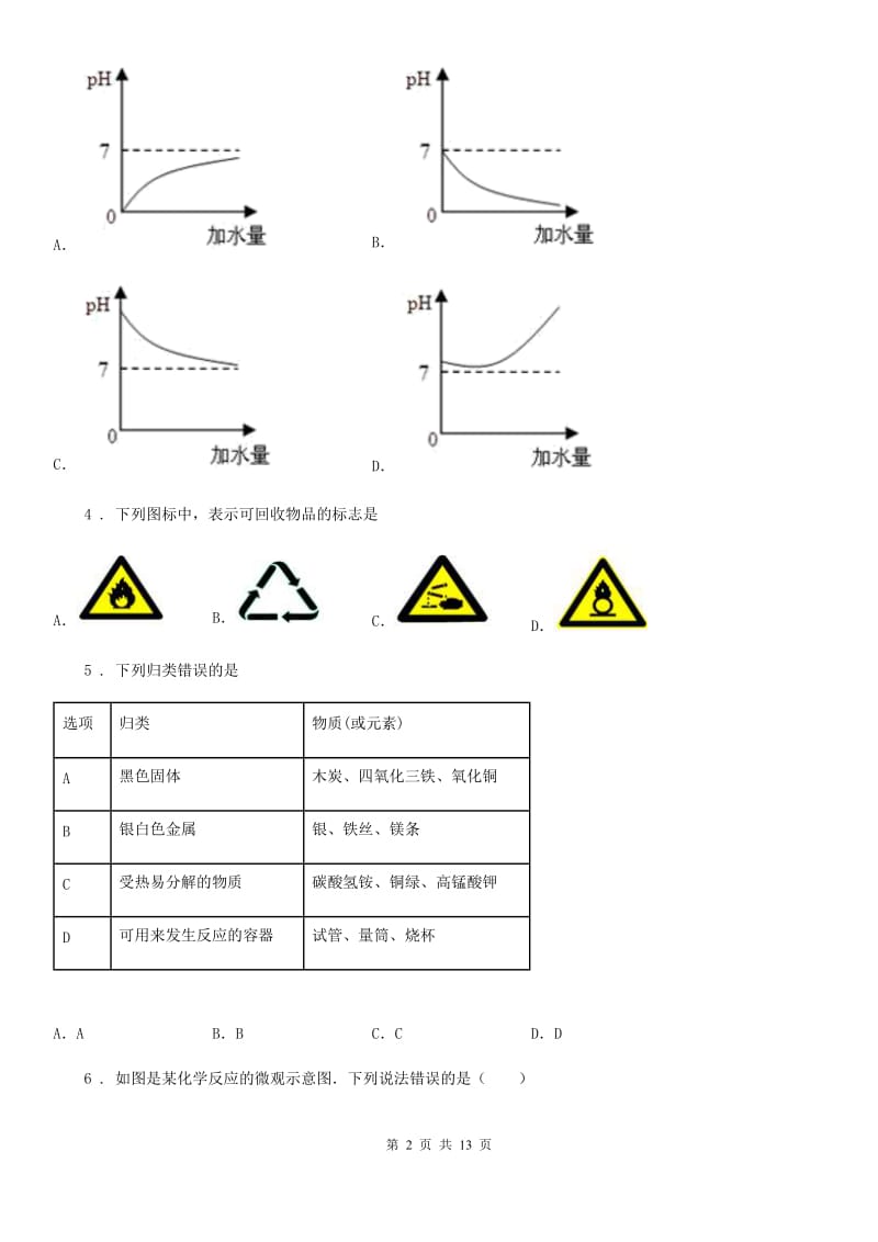 人教版2019年九年级第二学期期中化学试题A卷_第2页