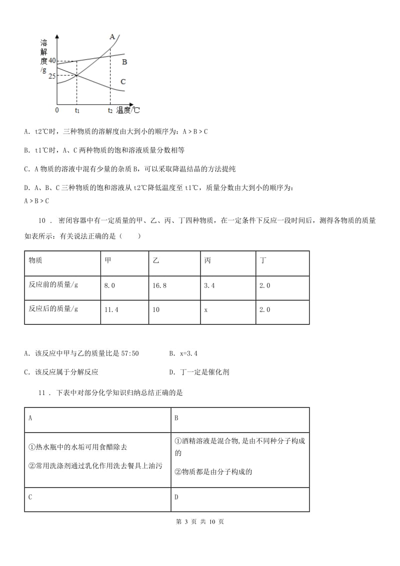 人教版2019-2020学年中考一模化学试题C卷精编_第3页