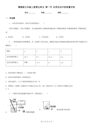 魯教版九年級上冊第五單元 第一節(jié) 化學反應(yīng)中的質(zhì)量守恒