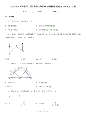 2019-2020學(xué)年北師大版七年級(jí)數(shù)學(xué)上第四章 素養(yǎng)提升 過程復(fù)習(xí)卷（五）A卷