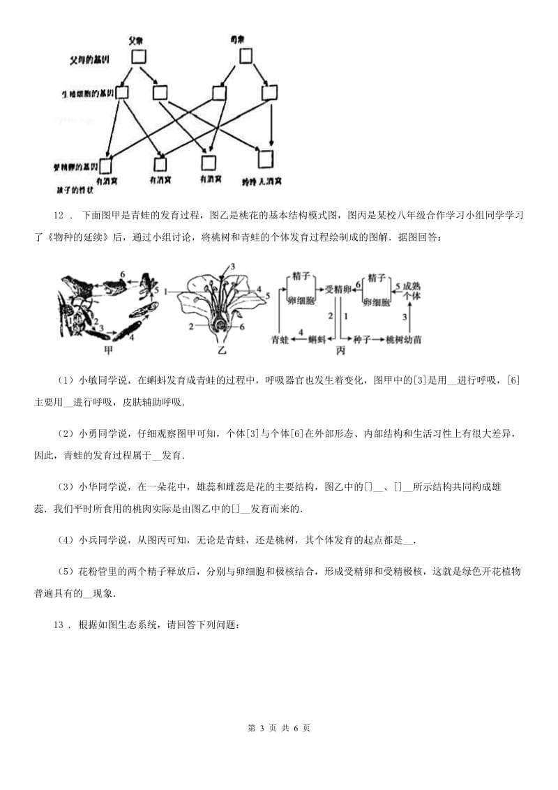 人教版（新课程标准）九年级中考模拟考试（三）生物试题_第3页