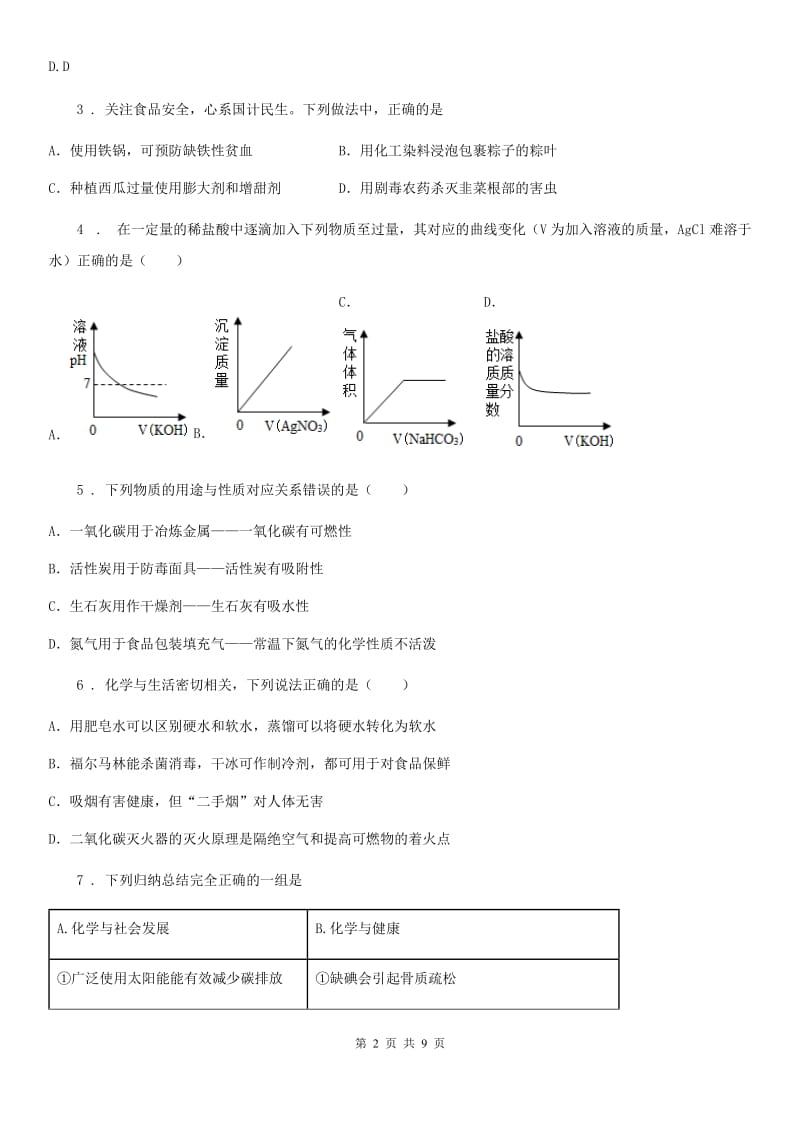 鲁教版九年级化学下册第十单元第三节 远离有毒物质_第2页