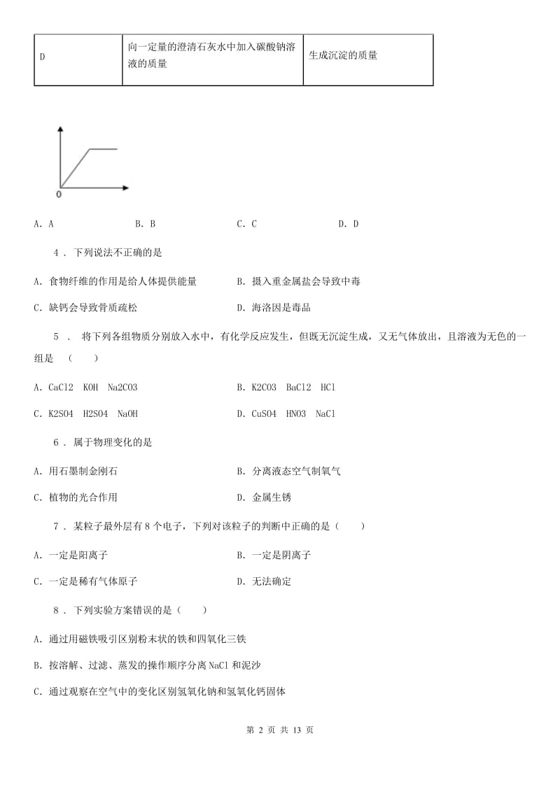 人教版2020年九年级下学期中考一模化学试题A卷新版_第2页