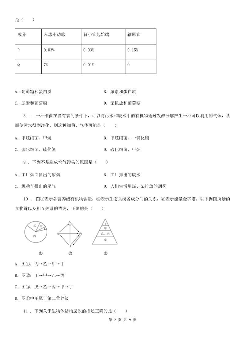 人教版（新课程标准）2019-2020学年九年级中考三模生物试题B卷_第2页