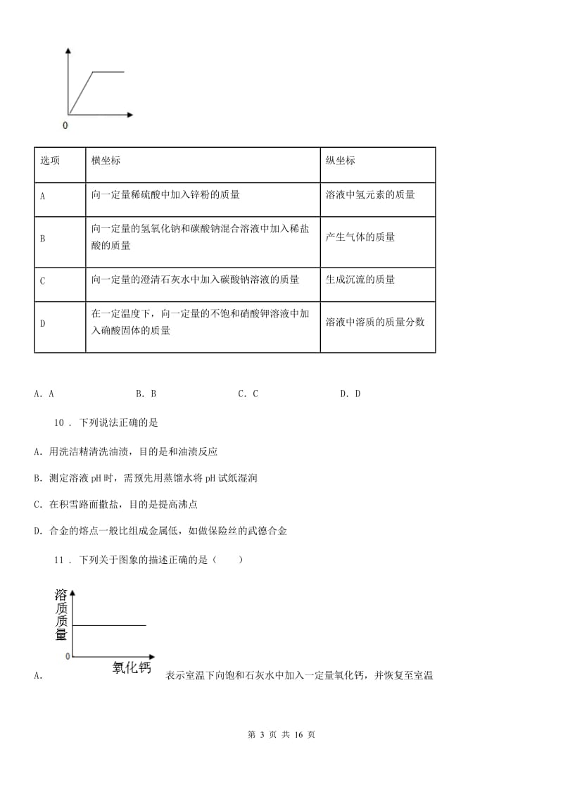 人教版中考化学考题专项训练——酸和碱_第3页