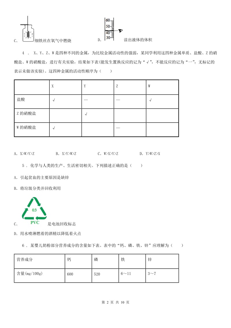 人教版2019年九年级下学期中考一模化学试题C卷精编_第2页