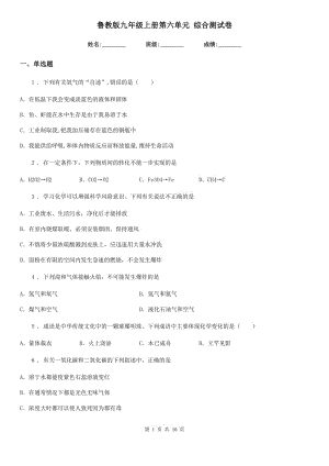 魯教版九年級化學(xué)上冊第六單元 綜合測試卷