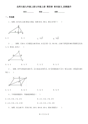 北師大版九年級數(shù)學上冊九年級數(shù)學上冊 第四章 章末復習_回顧提升