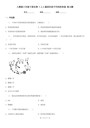 人教版八年級(jí)下冊(cè)生物 7.2.2基因在親子代間的傳遞 練習(xí)題