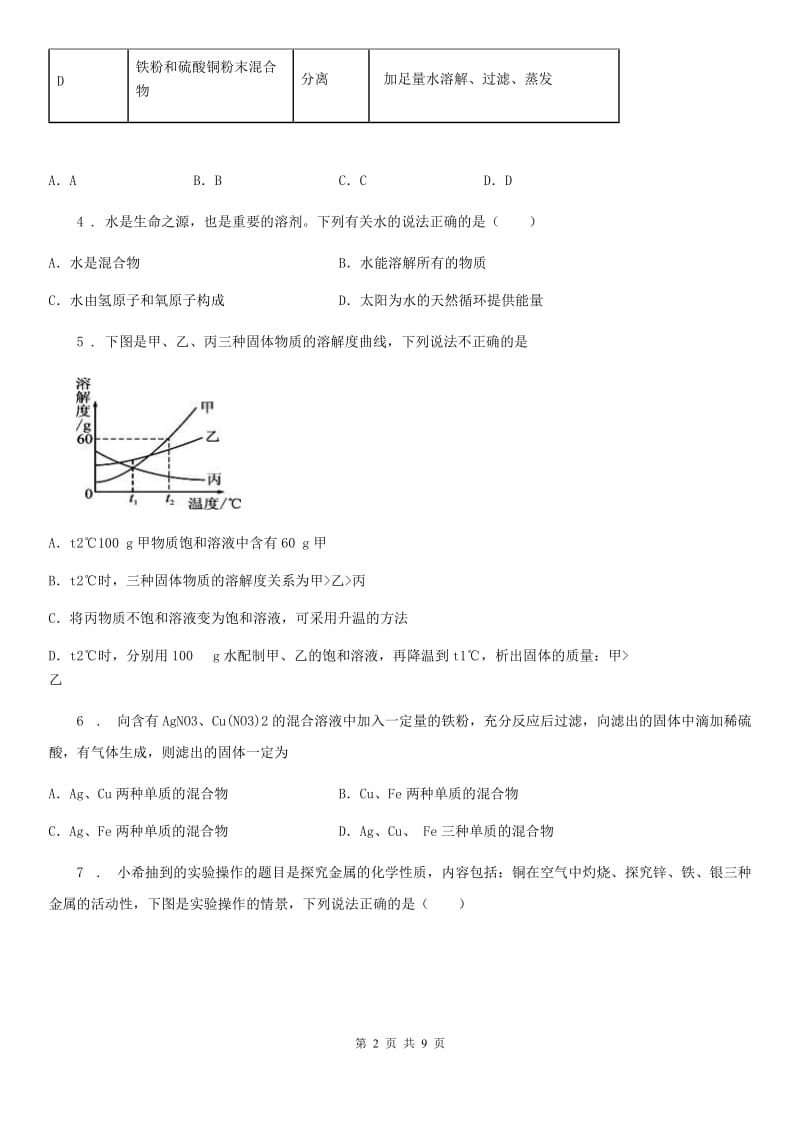 人教版2019-2020学年九年级下学期中考模拟化学试题C卷（模拟）_第2页