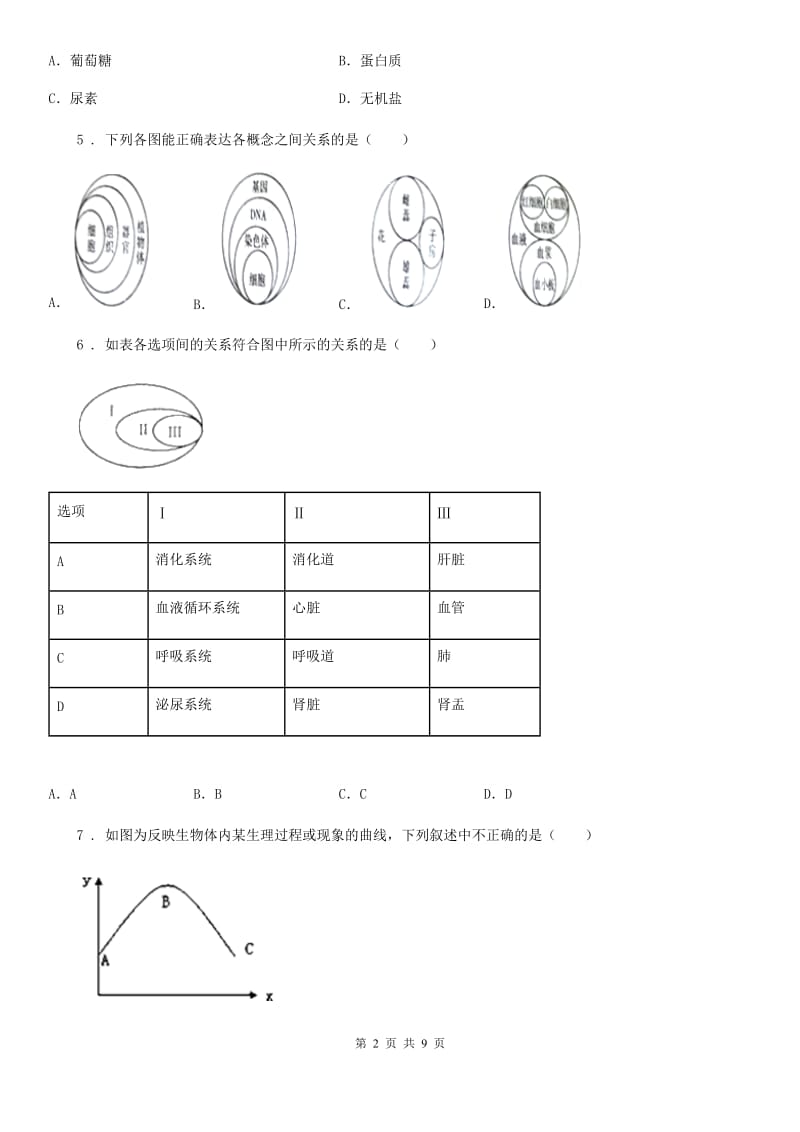 人教版（新课程标准）2020年七年级下学期期中调研考试生物试题C卷_第2页