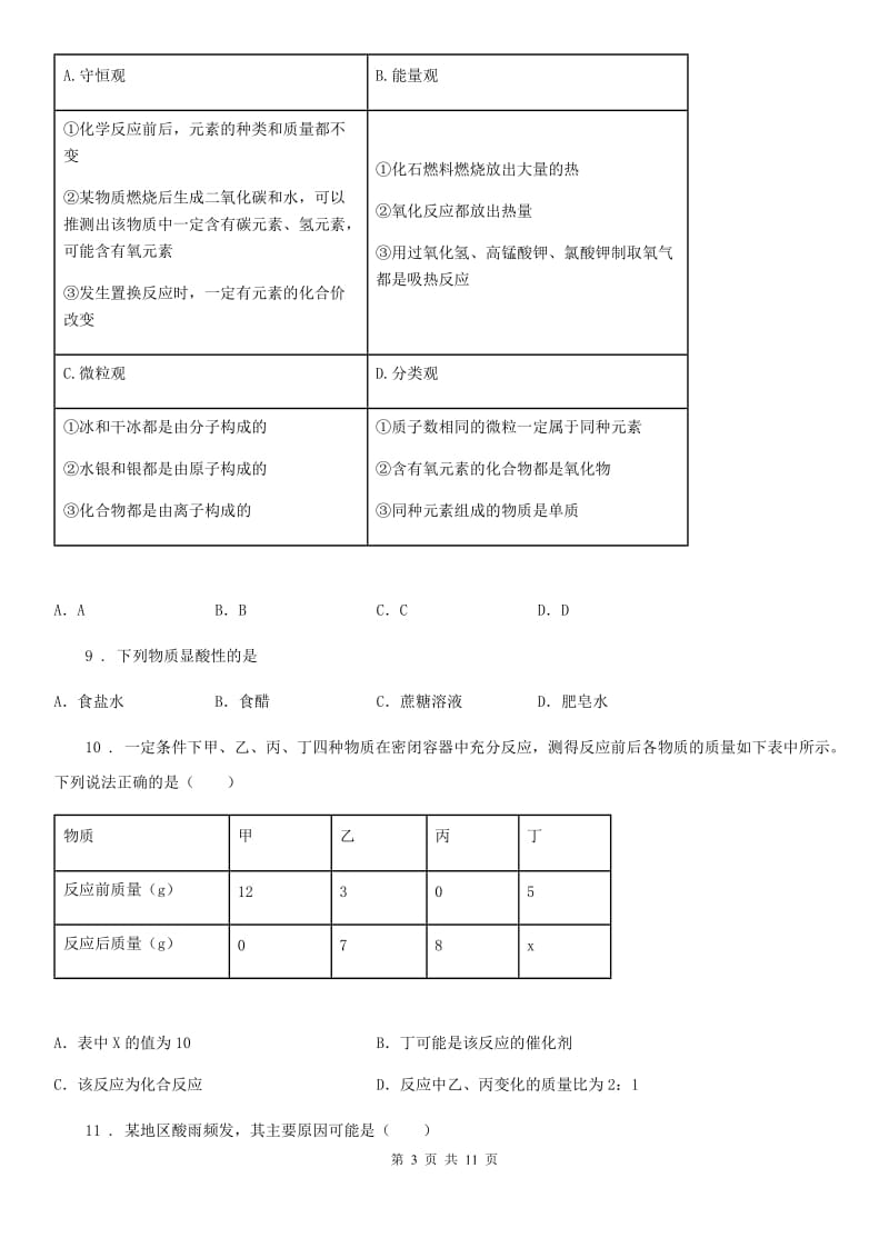 人教版2020版九年级下学期中考一模化学试题A卷精编_第3页