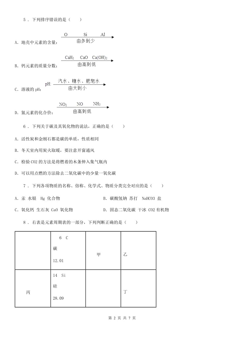 人教版2020年（春秋版）九年级下学期中考三模化学试题（I）卷（模拟）_第2页