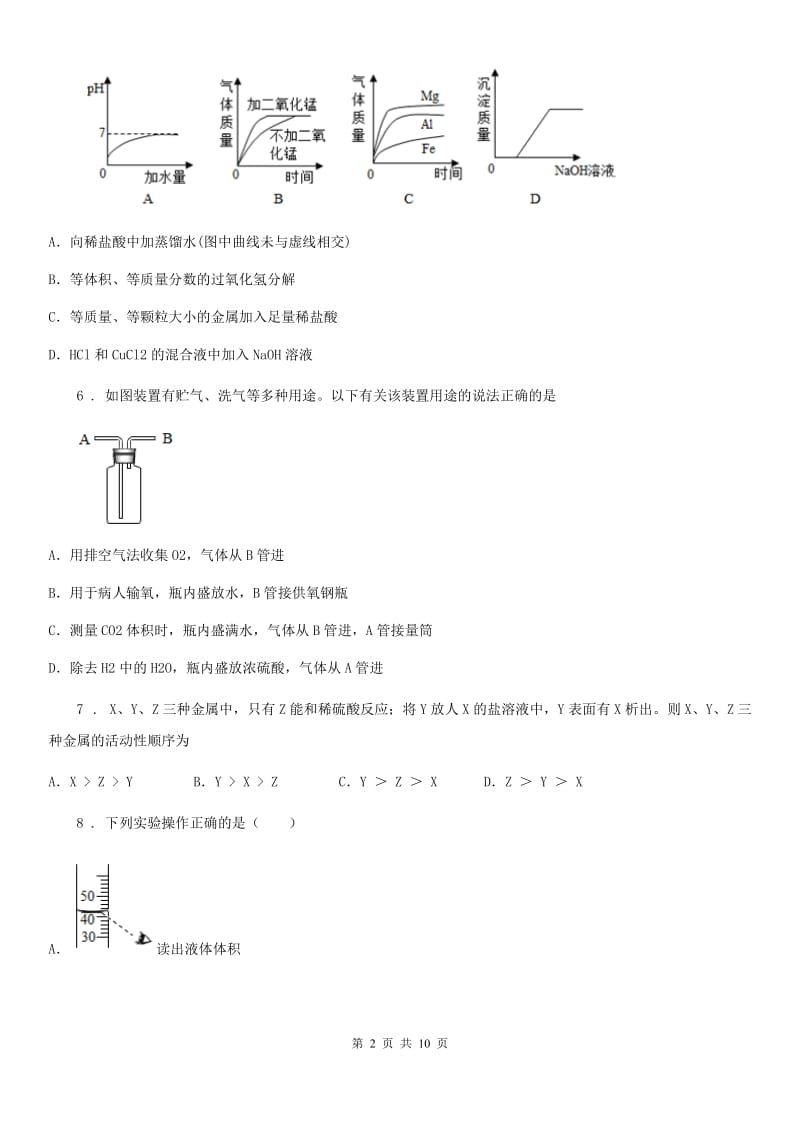 人教版中考一模理综化学试题_第2页