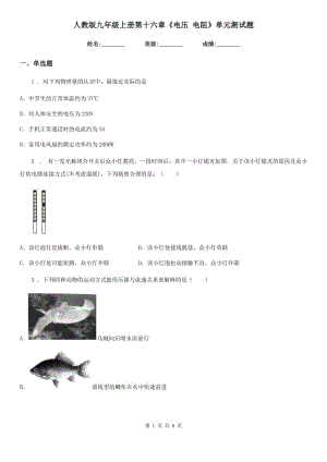 人教版九年級物理上冊第十六章《電壓 電阻》單元測試題