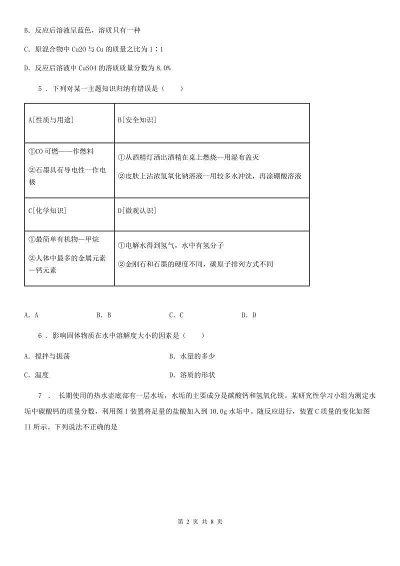 人教版2020年九年级中考模拟化学试题A卷_第2页