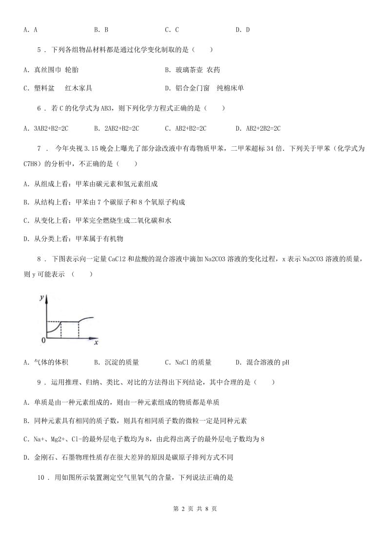 人教版九年级下学期学科质量抽测化学试题_第2页