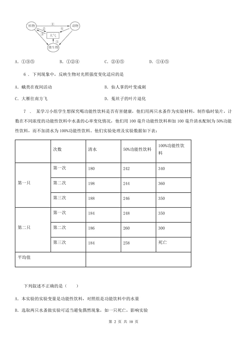 人教版（新课程标准）八年级（普通班）下学期月考（二）生物试题_第2页