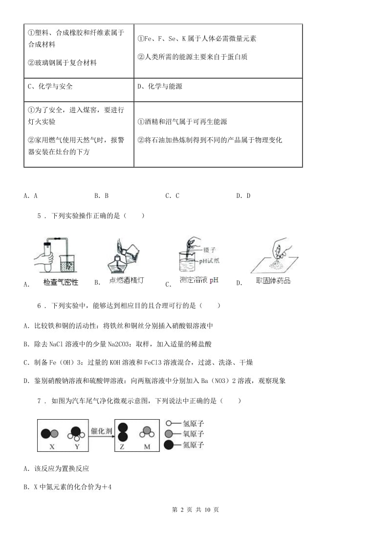 沪教版中考模拟最后一卷化学试题_第2页