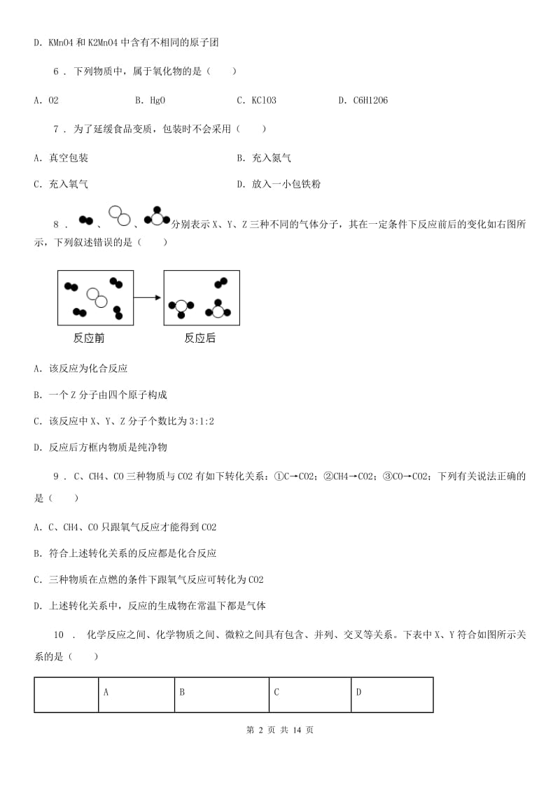 人教版九年级学期期末模拟考试化学试题_第2页