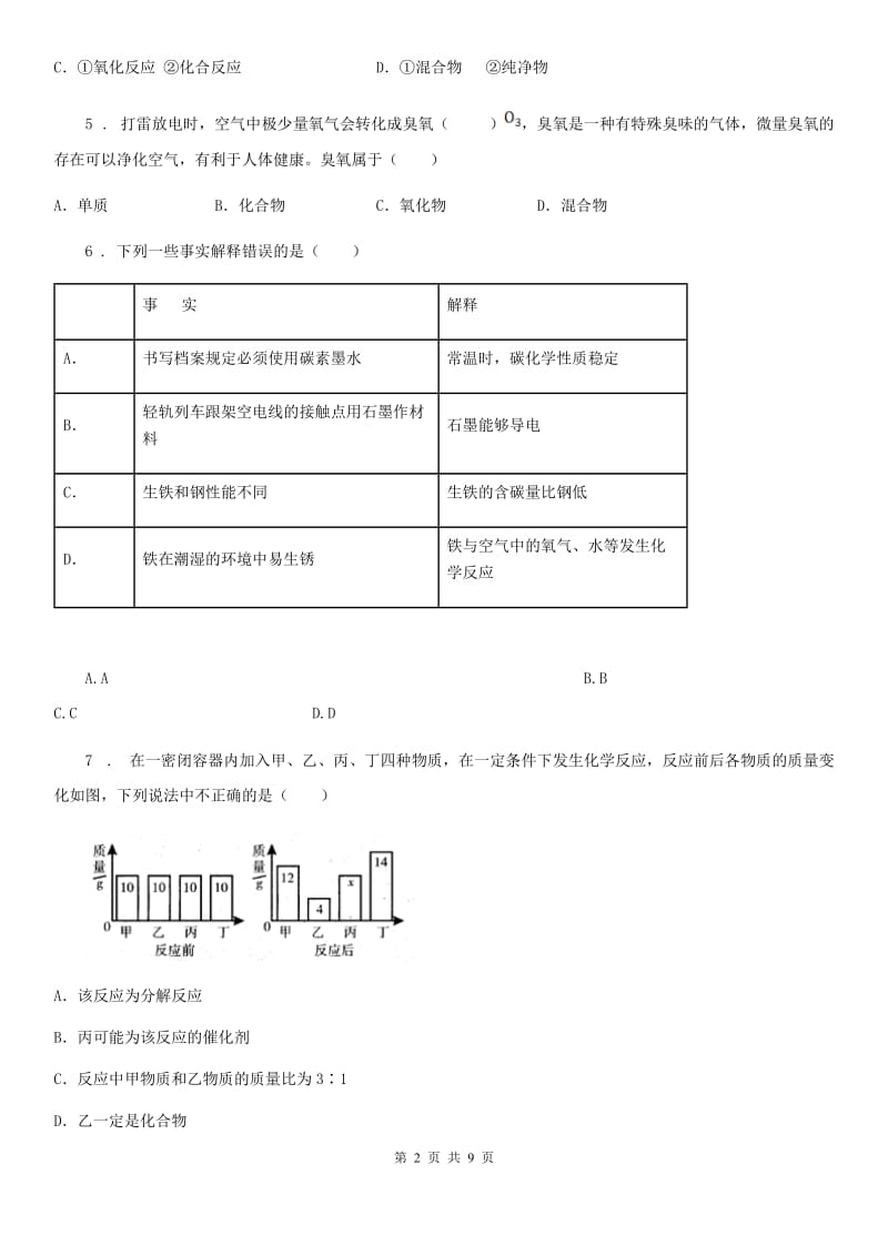 人教版九年级中考四模化学试题_第2页