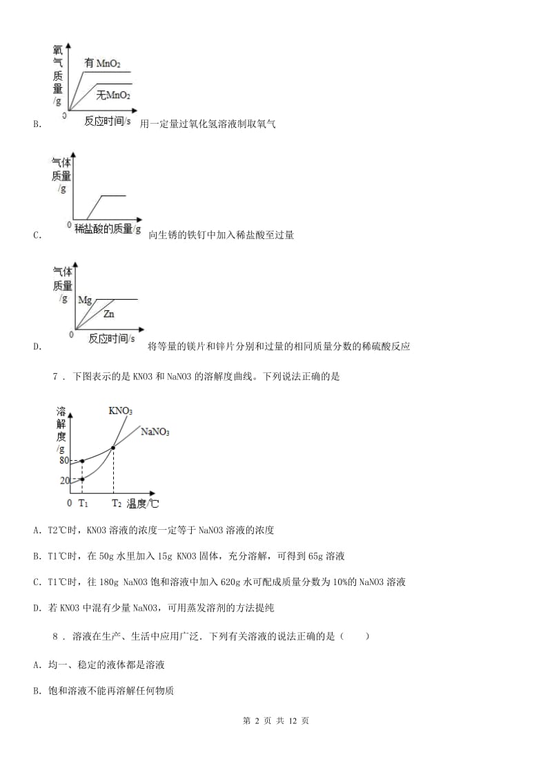 人教版2020版九年级下学期检测化学试题（I）卷_第2页