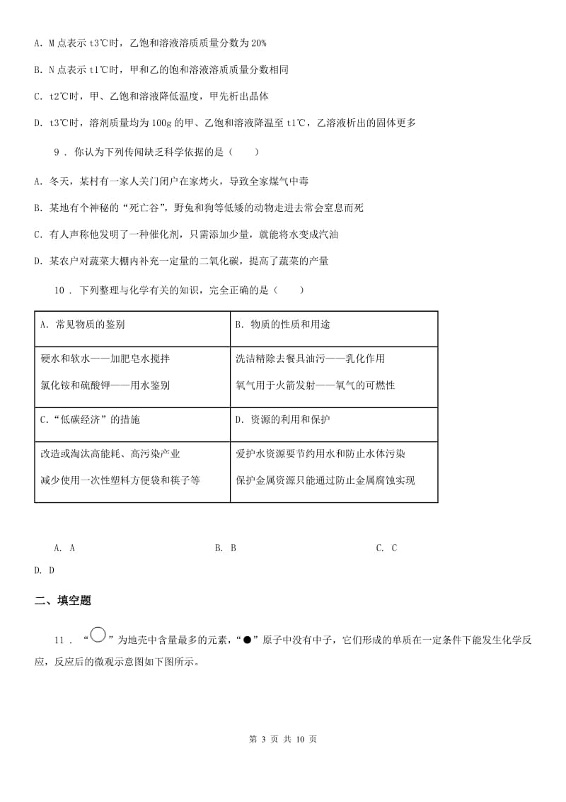 人教版中考最后一模化学试题_第3页