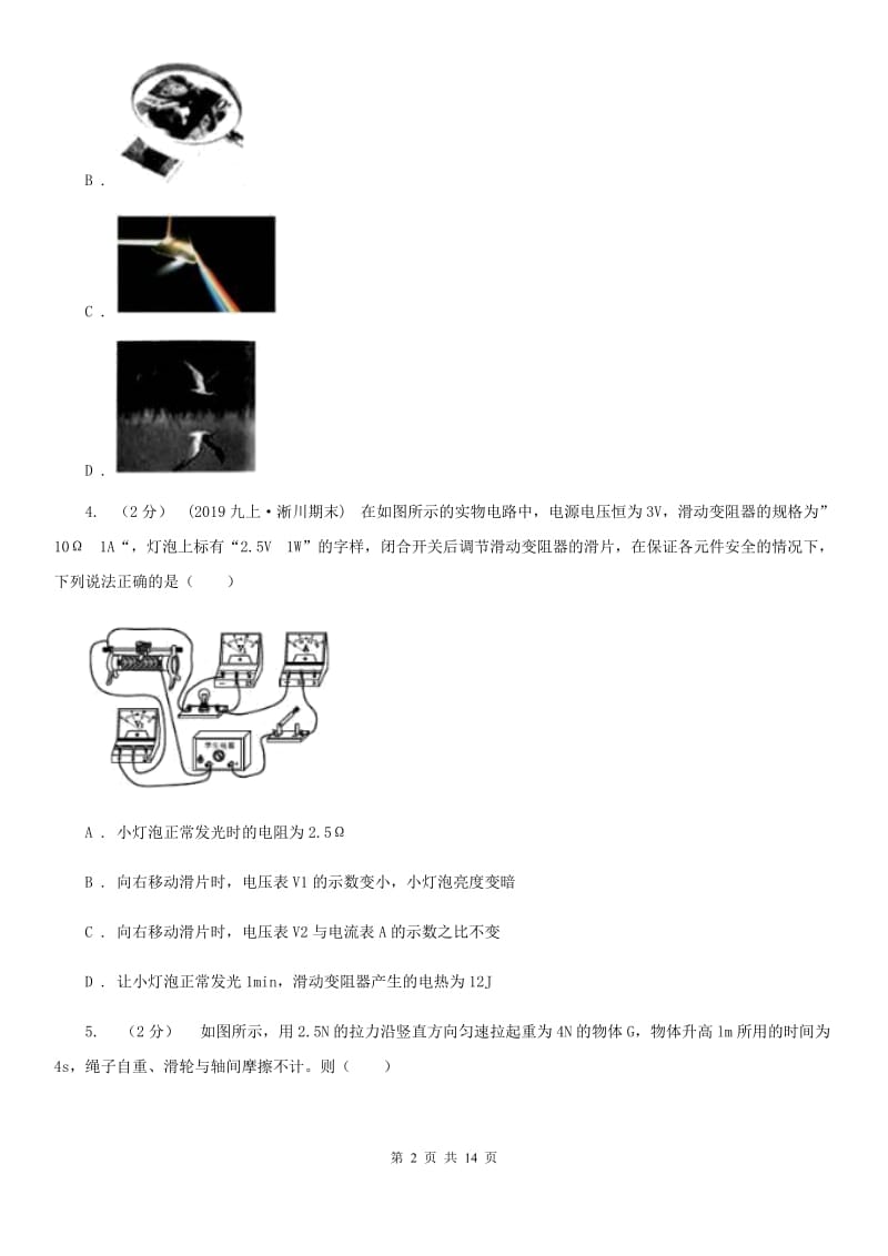 北师大版九年级下学期物理第三次模拟考试试卷_第2页