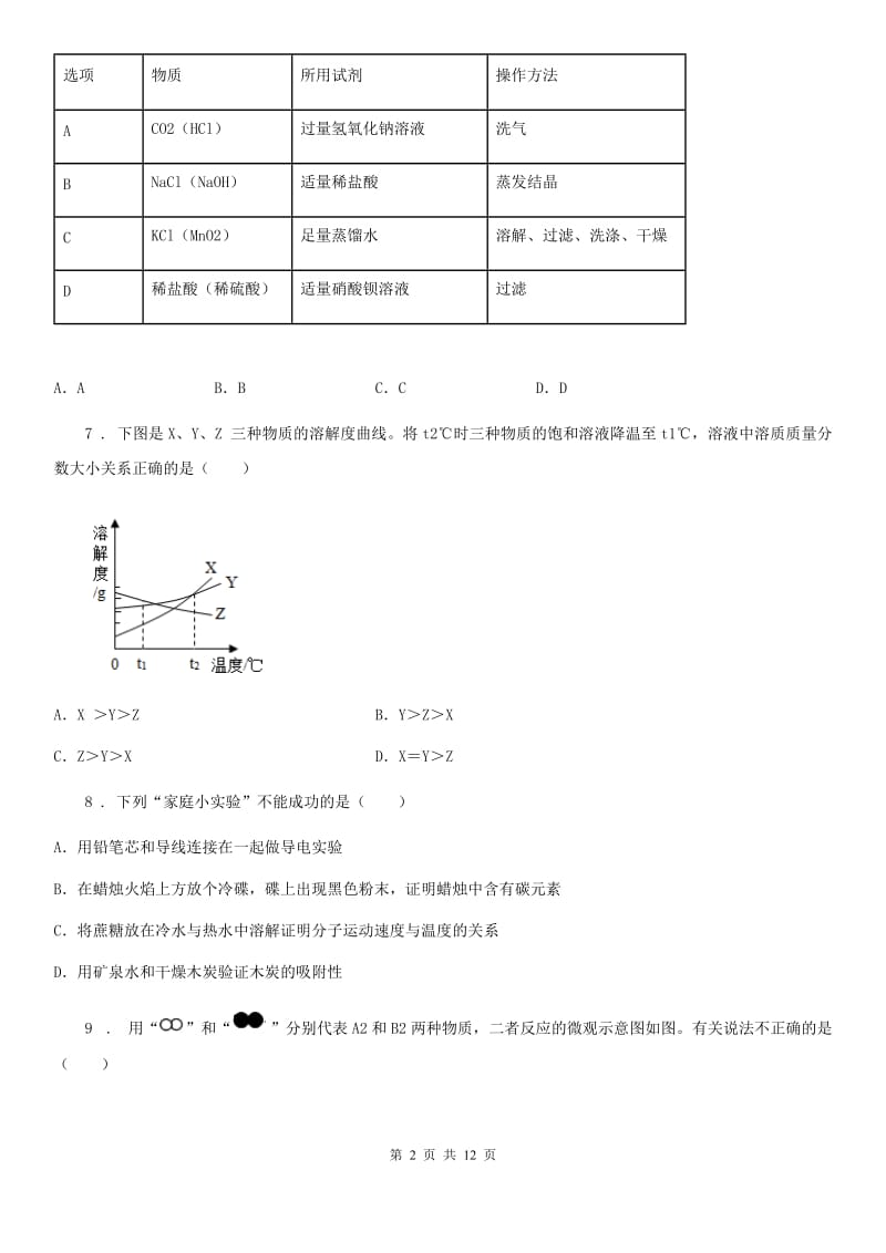 人教版2020年九年级下学期第二次练兵模拟考试化学试题（II）卷_第2页