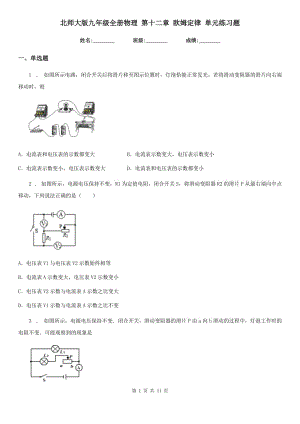 北師大版九年級(jí)全冊(cè)物理 第十二章 歐姆定律 單元練習(xí)題