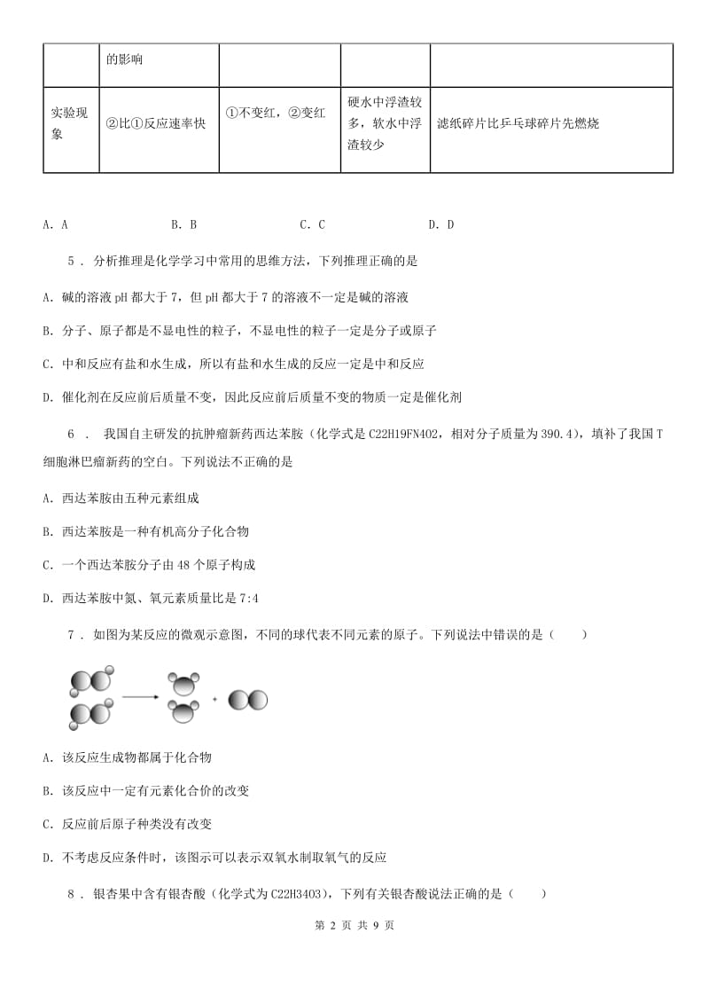 人教版2019-2020年度九年级下学期中考一模化学试题B卷（模拟）_第2页