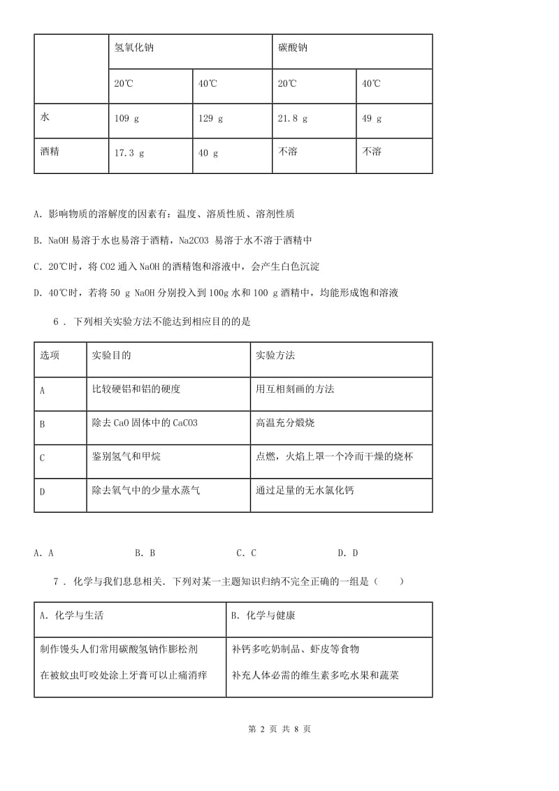 人教版2019版九年级下学期3月月考化学试题D卷(模拟)_第2页