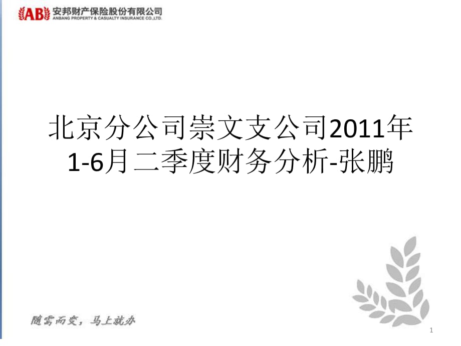 北京分公司崇文支公司2011年1-6月二季度財(cái)務(wù)分析-張鵬_第1頁