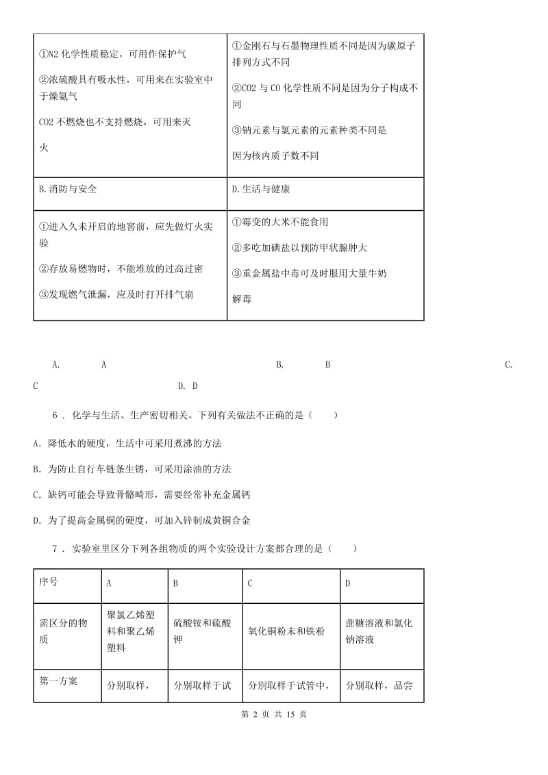 人教版2019-2020年度九年级下学期第一次适应性训练化学试题（II）卷_第2页