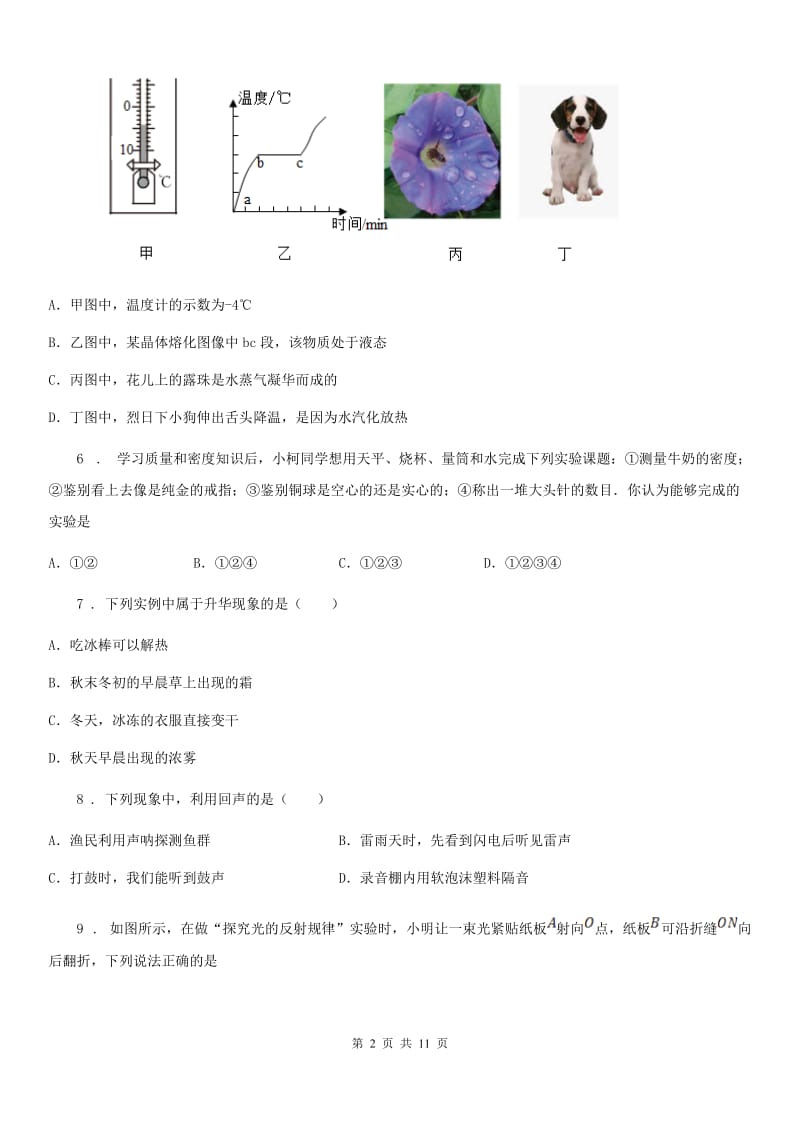 北师大版八年级（上）期末质量检测物理试题_第2页