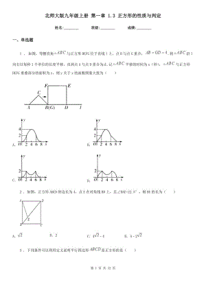 北師大版九年級(jí)數(shù)學(xué)上冊(cè) 第一章 1.3 正方形的性質(zhì)與判定