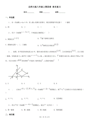 北師大版八年級數(shù)學上第四章 章末復習