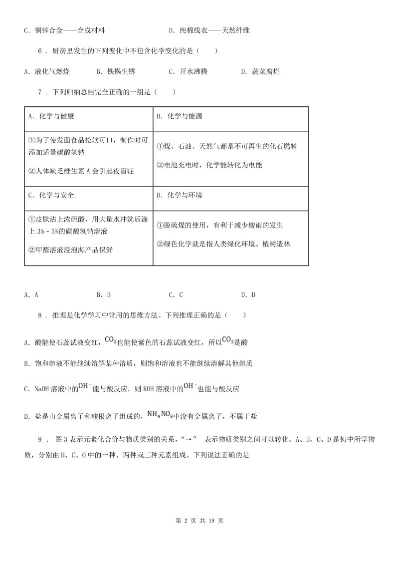 人教版九年级“三诊”考试化学试题_第2页