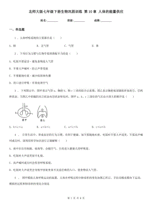 北師大版七年級下冊生物鞏固訓練 第10章 人體的能量供應