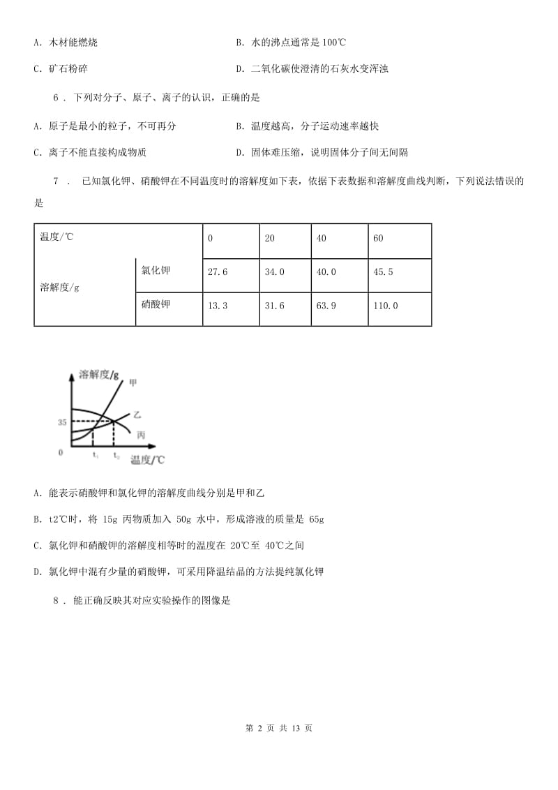 人教版(五四学制)中考二模化学试题新版_第2页