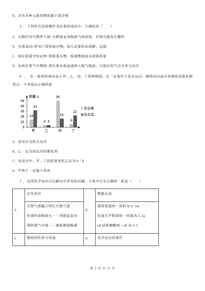 人教版2019年九年级下学期4月中考模拟化学试题（I）卷_第2页