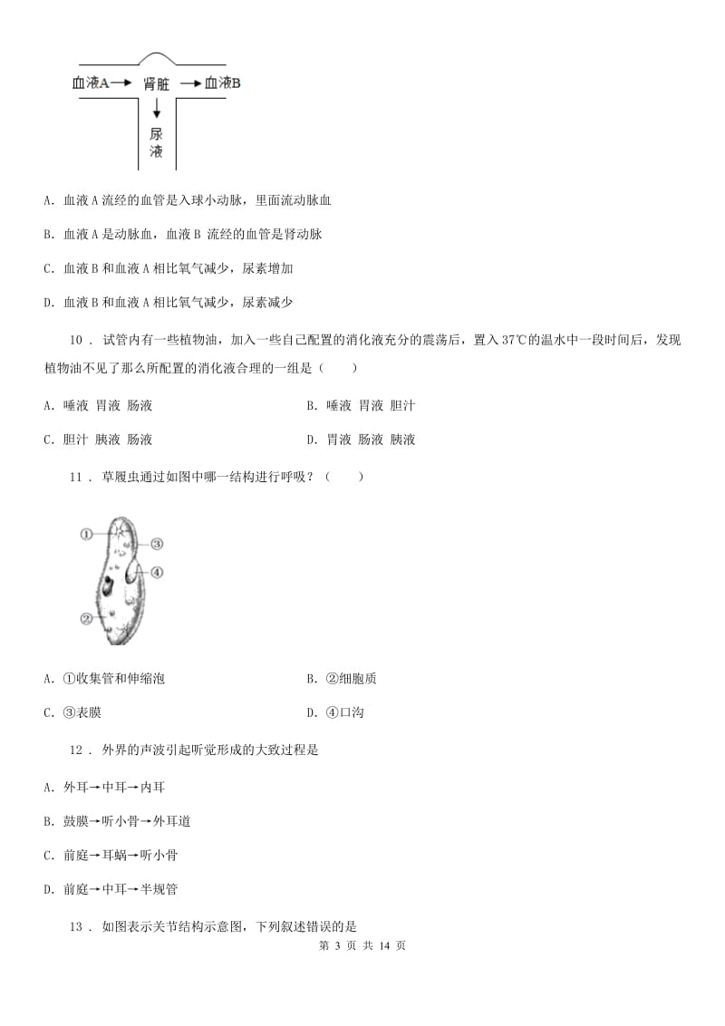 人教版（新课程标准）八年级下学期第二次月考（5月）生物试题_第3页