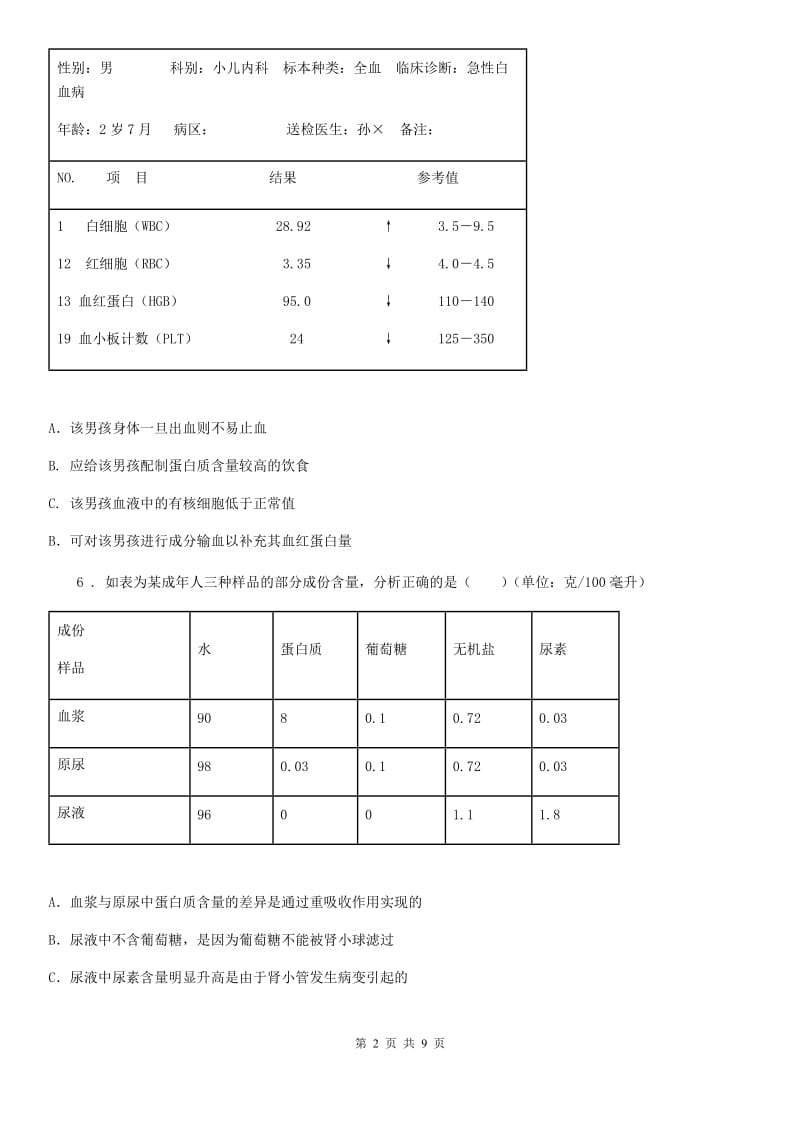 人教版（新课程标准）2019版八年级上学期第一次月考生物试题A卷_第2页