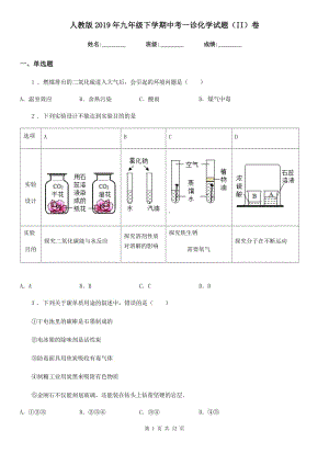 人教版2019年九年级下学期中考一诊化学试题（II）卷