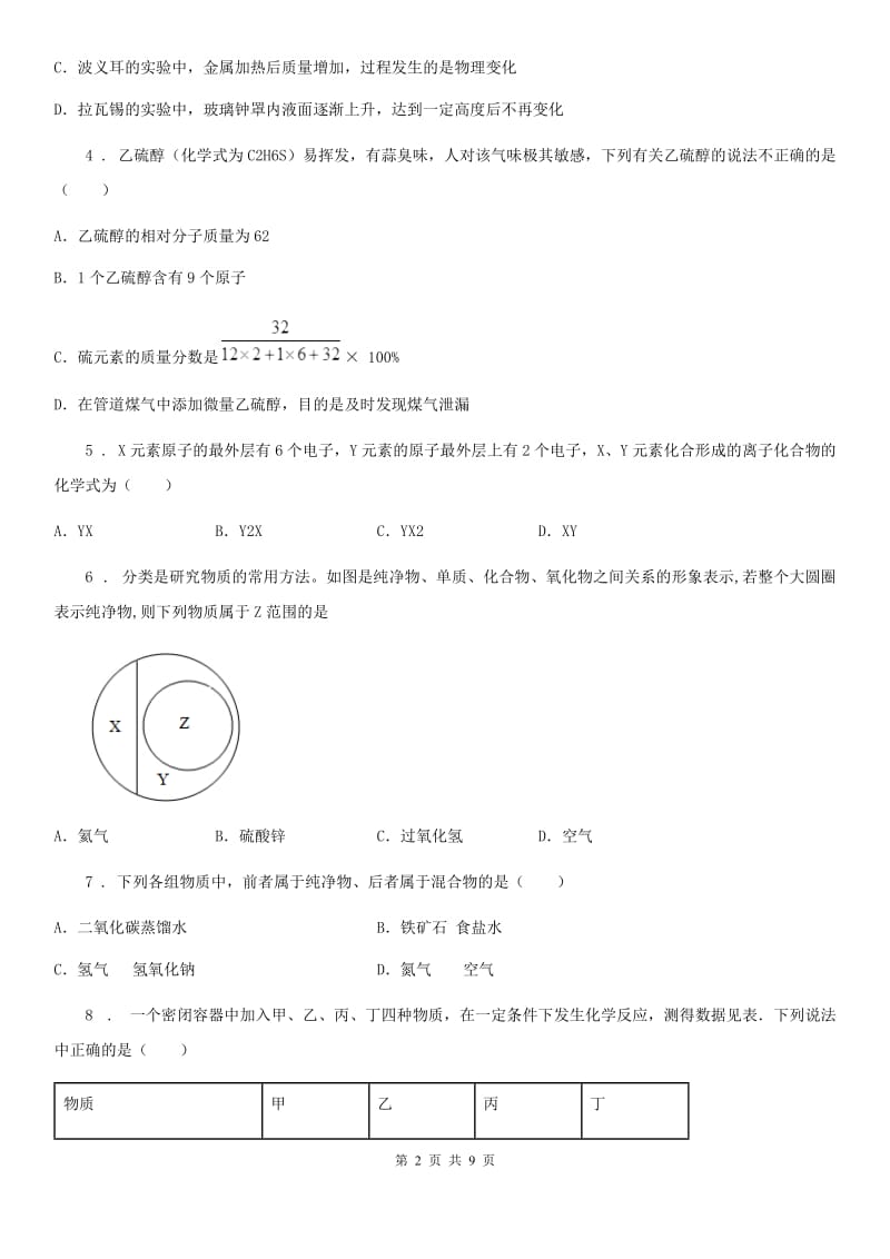 人教版八年级下学期科学质检（二）化学试题_第2页