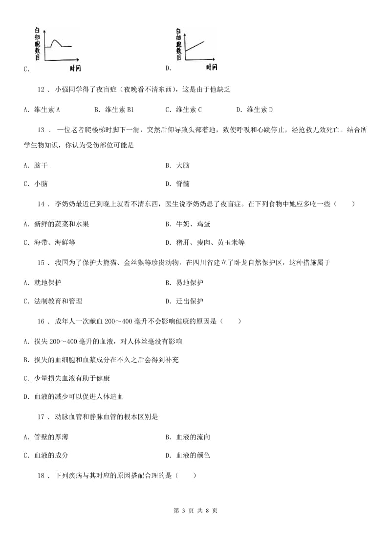 人教版（新课程标准）2020学年七年级下册期末考试生物试题（II）卷（模拟）_第3页