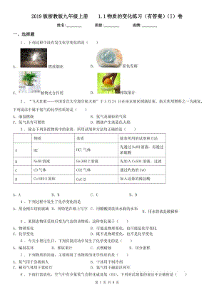 2019版浙教版九年級科學(xué)上冊1.1物質(zhì)的變化練習(xí)（有答案）（I）卷