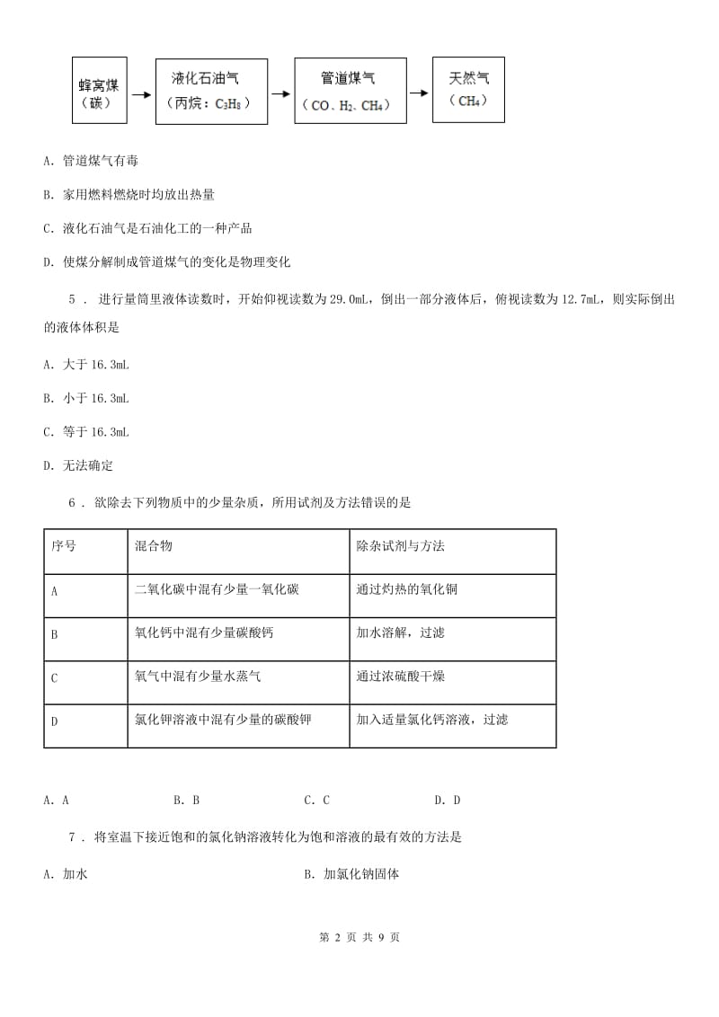 人教版2020年（春秋版）中考一模化学试题A卷_第2页